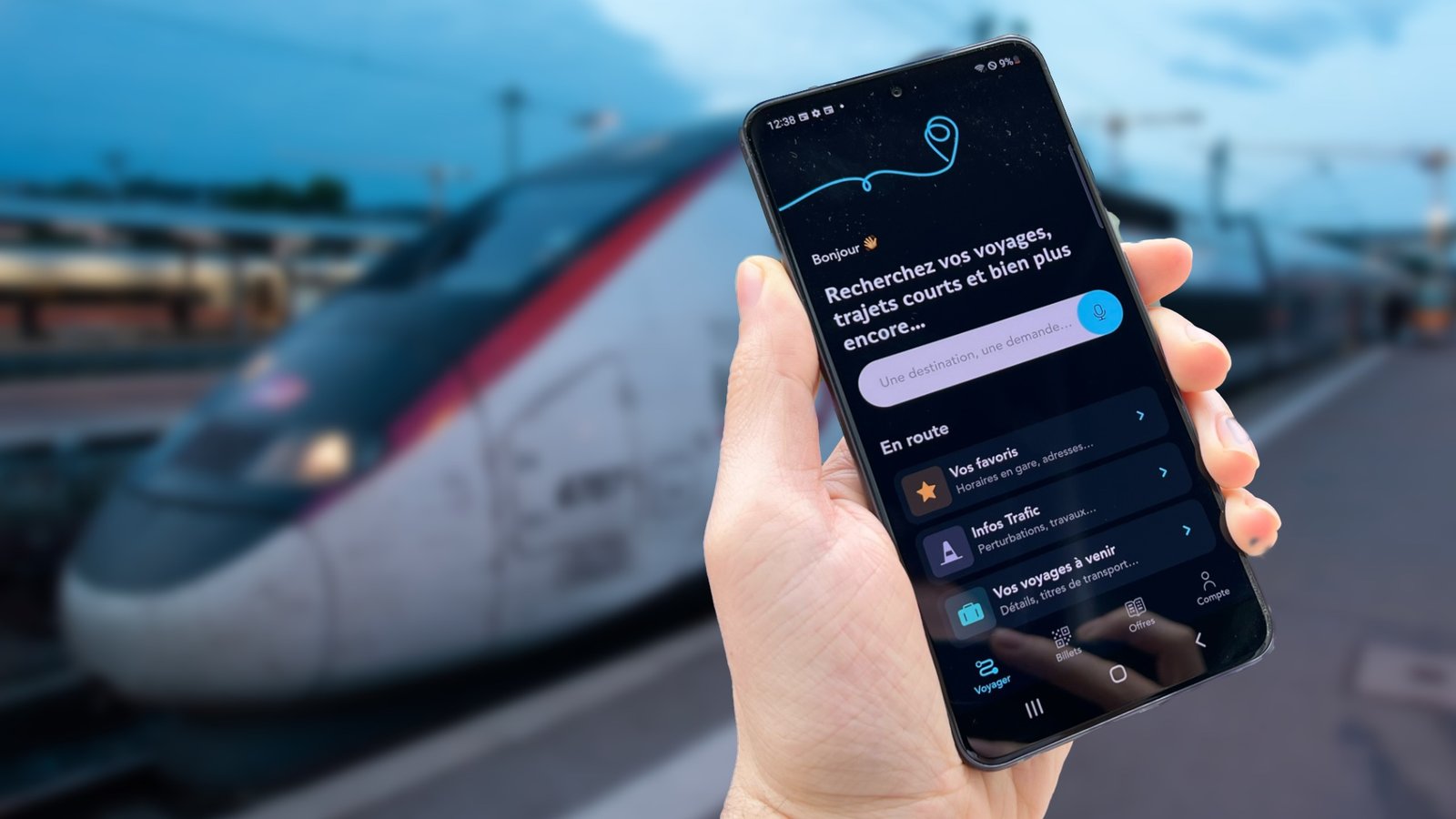 Application mobile de réservation de train de nuit affichant les tarifs et les horaires