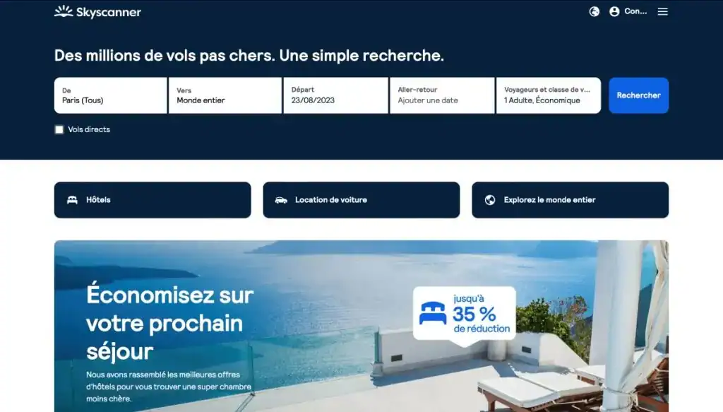 Smartphone avec une recherche de vols, comparateurs vols pas chers Google Flights Skyscanner Liligo