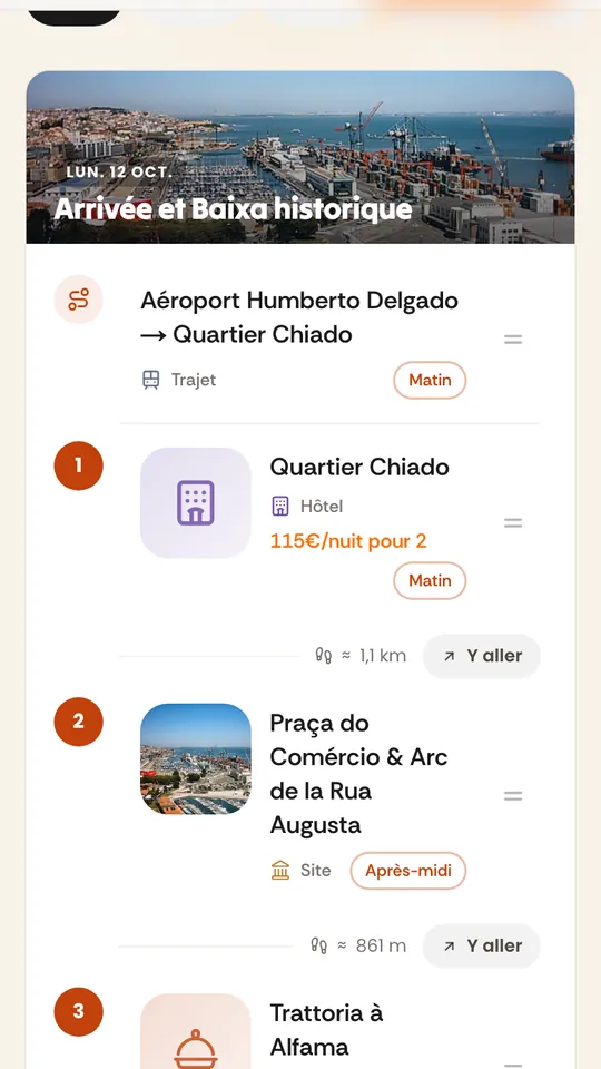 Le premier jour à Lisbonne dans l'app Boréa